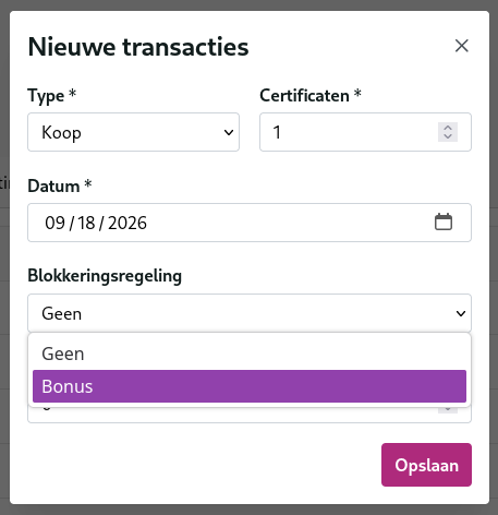 Nieuwe Transactie Blokkeringsregeling