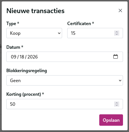 Nieuwe Transactie Met Korting